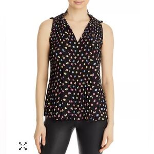 T Tahari
Floral Print Pleated Tie Neck Top new